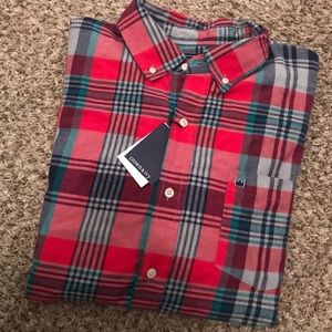 Men’s light flannel, long sleeve button down.